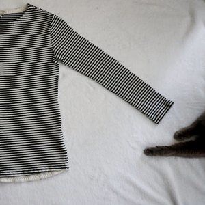 Black White Striped Long-Sleeve